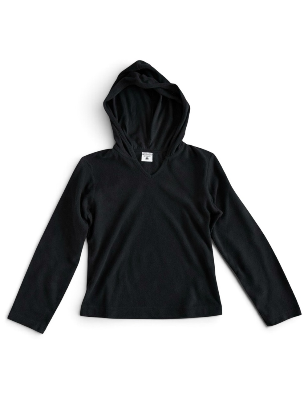 Columbia Fleece Hoodie Sweatshirt Winter Ski Layer V-Neck Black Small
